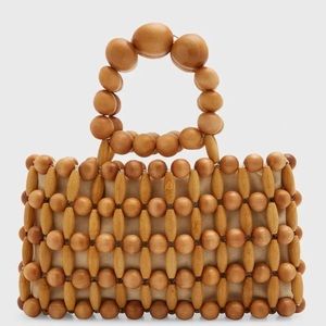 Cult Gaia Cora Beaded Wood Bag